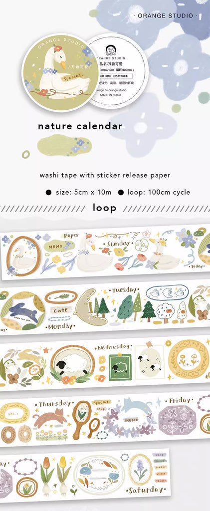 Orange Studio Washi Tape: Nature Calendar