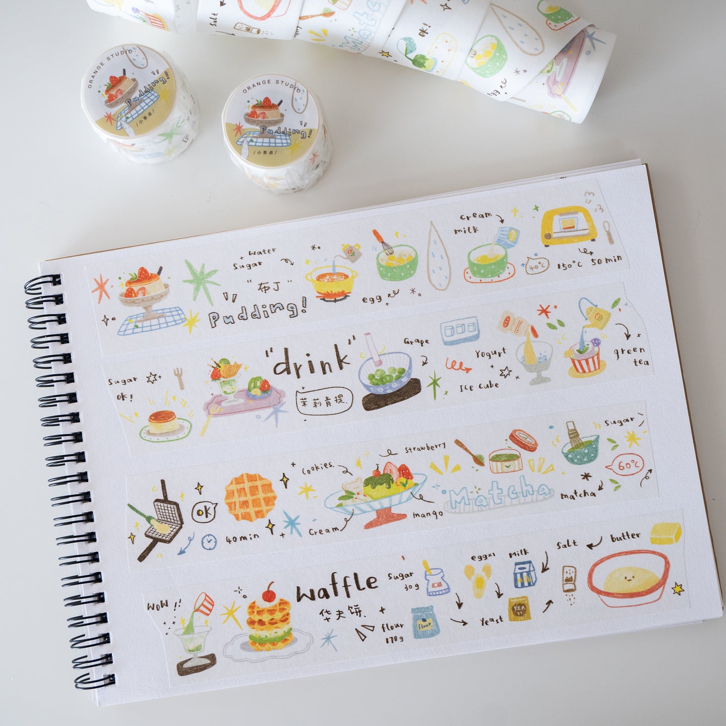Orange Studio Washi Tape: Food Menu and Snacks Menu