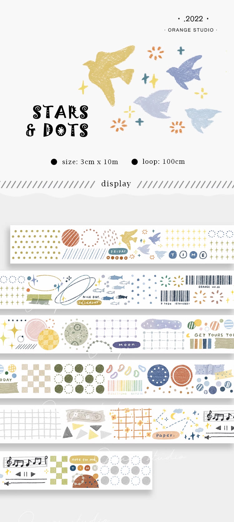 Orange Studio Washi Tape: Stars and Dots