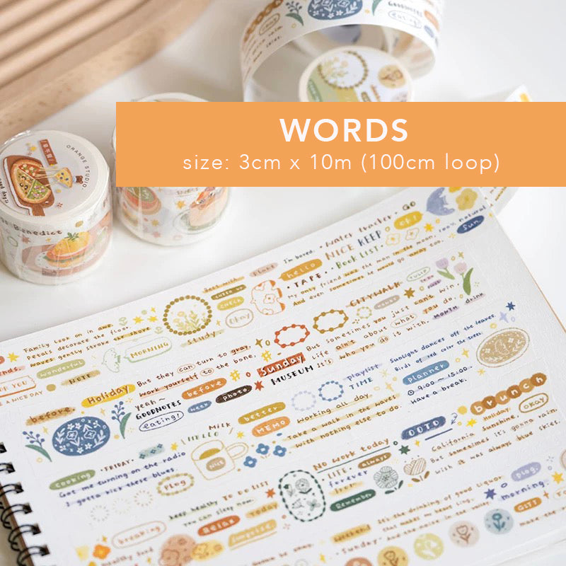 Orange Studio Washi Tape: Words