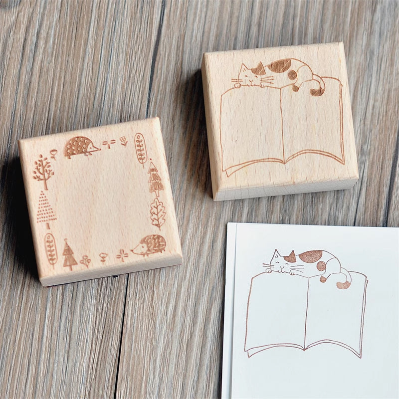 Kitty Reading Notes Rubber Stamps