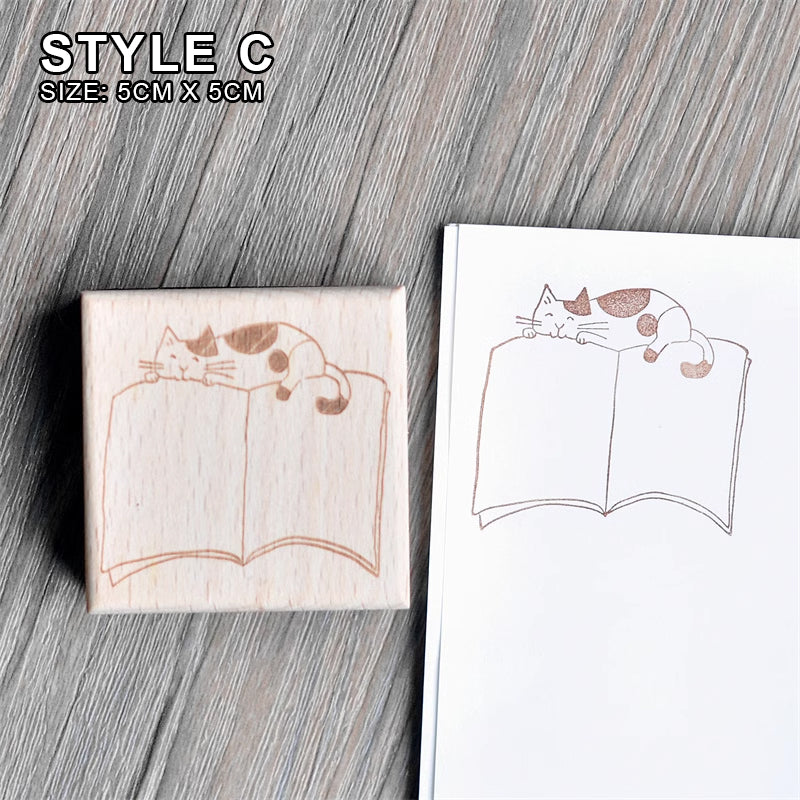 Kitty Reading Notes Rubber Stamps