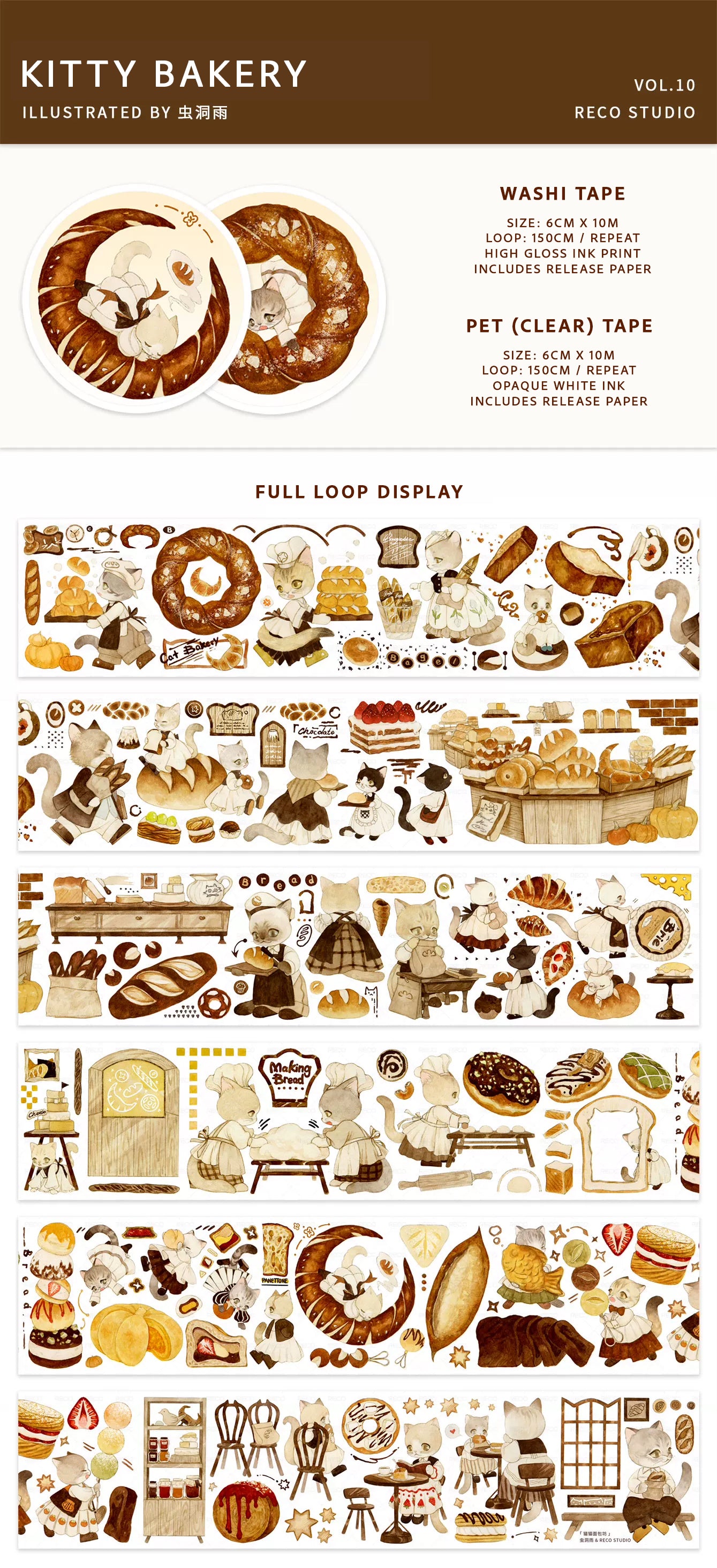 Reco Studio Masking Tape: Kitty Bakery