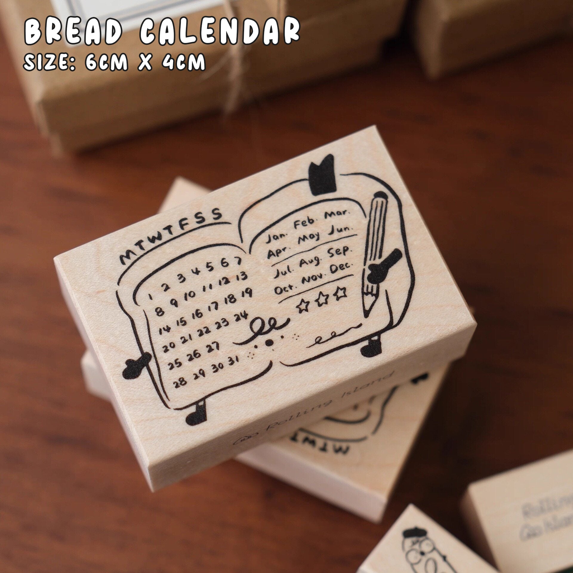 Rolling Island Rubber Stamp: Bread Stationery