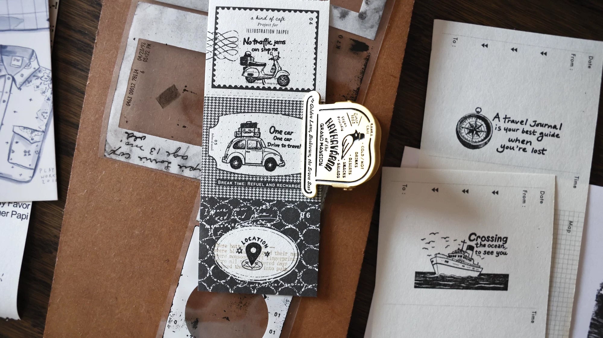 Two Raccoons Rubber Stamp: Travel the World