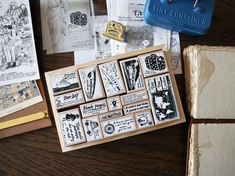 Two Raccoons Rubber Stamp: Travel the World