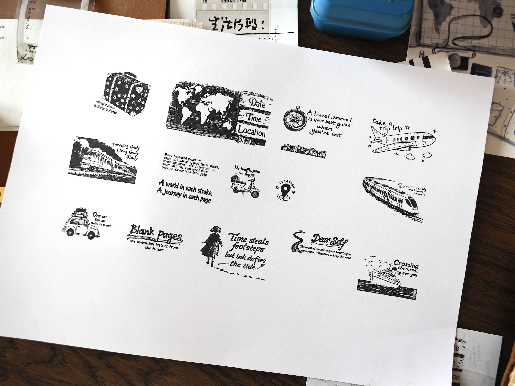 Two Raccoons Rubber Stamp: Travel the World
