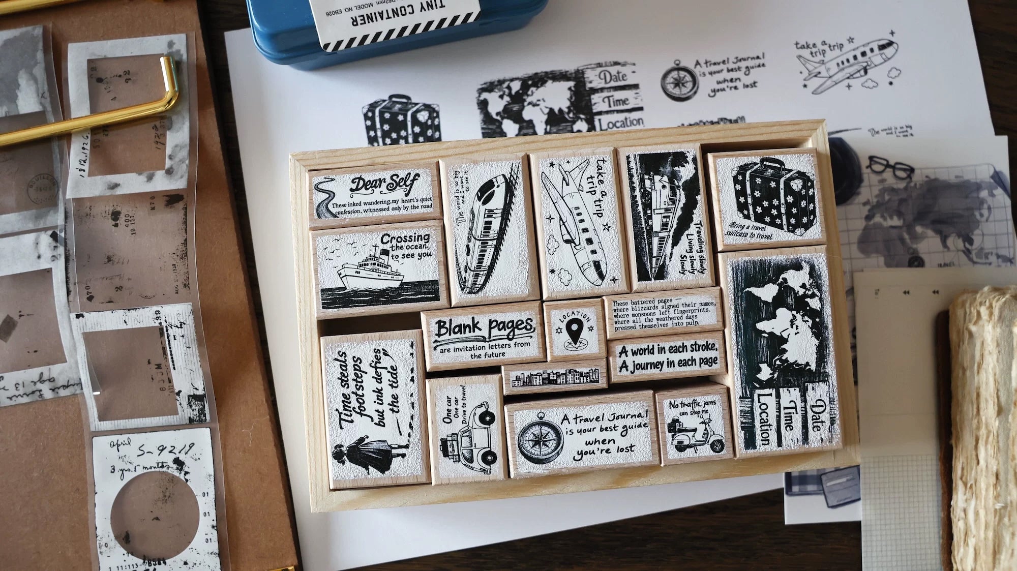 Two Raccoons Rubber Stamp: Travel the World