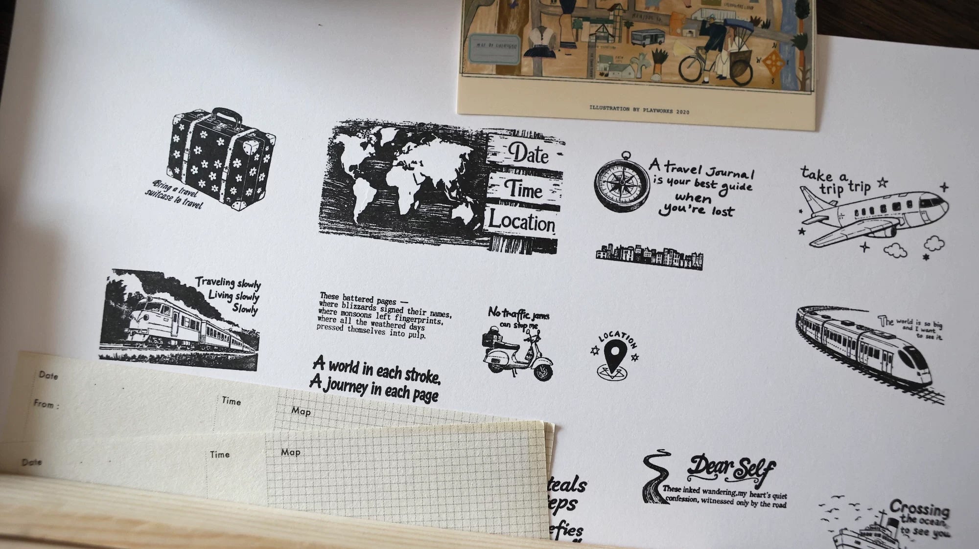 Two Raccoons Rubber Stamp: Travel the World