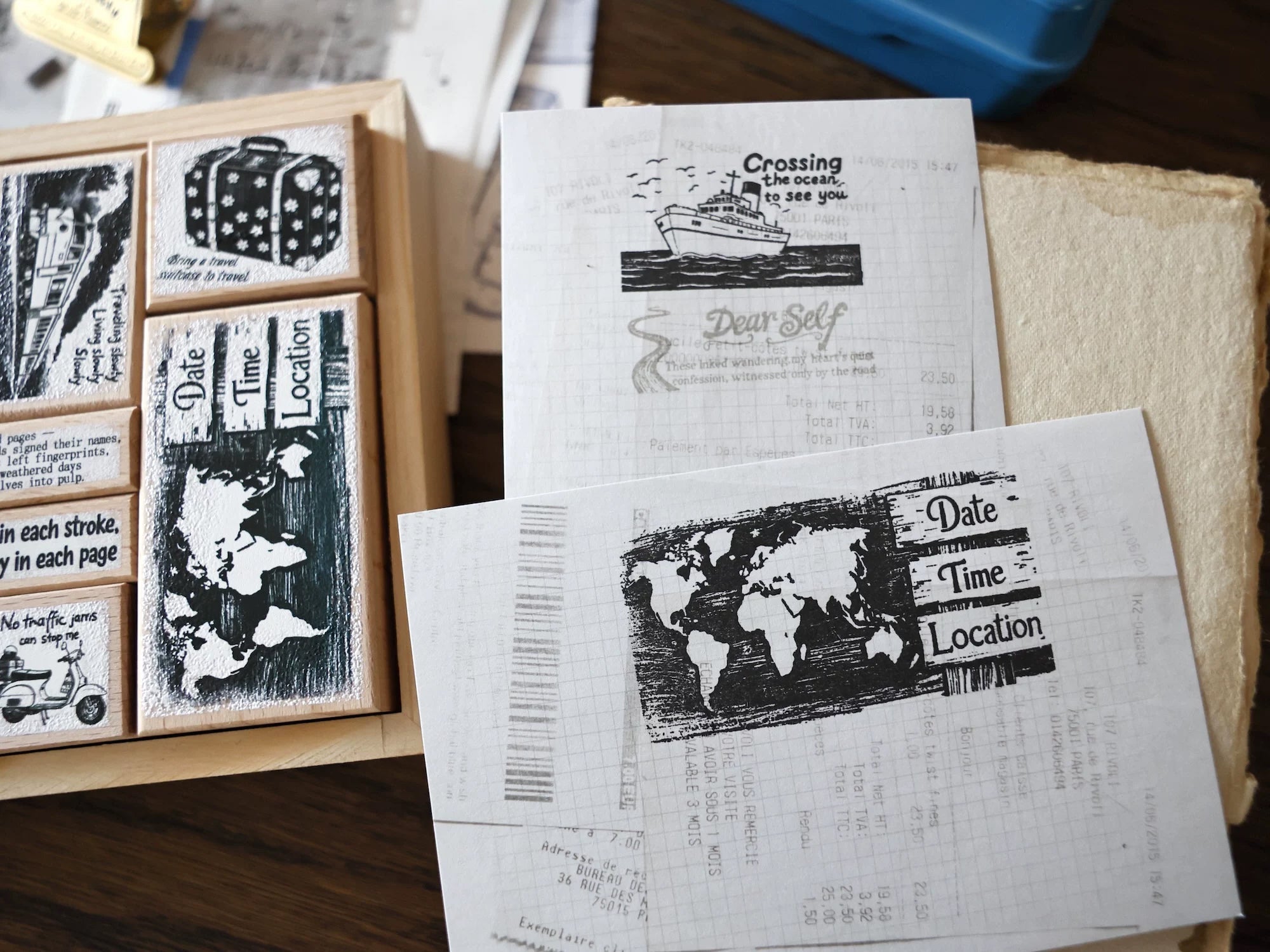 Two Raccoons Rubber Stamp: Travel the World