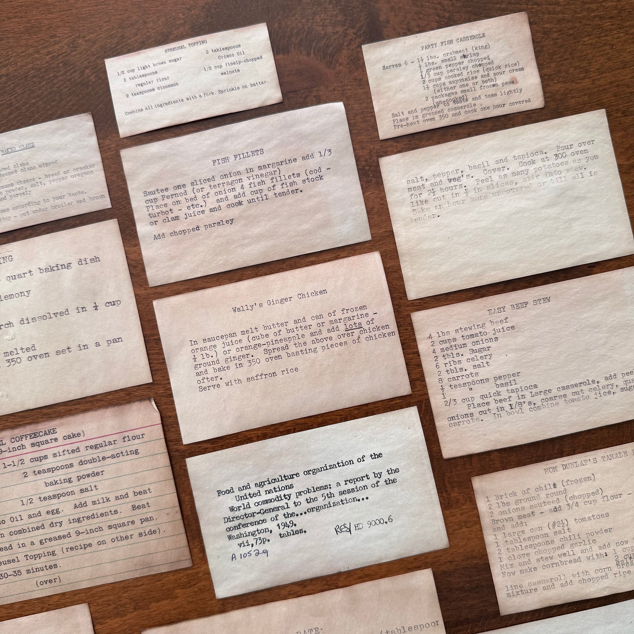 Vintage Coffee Dyed Recipe Cards