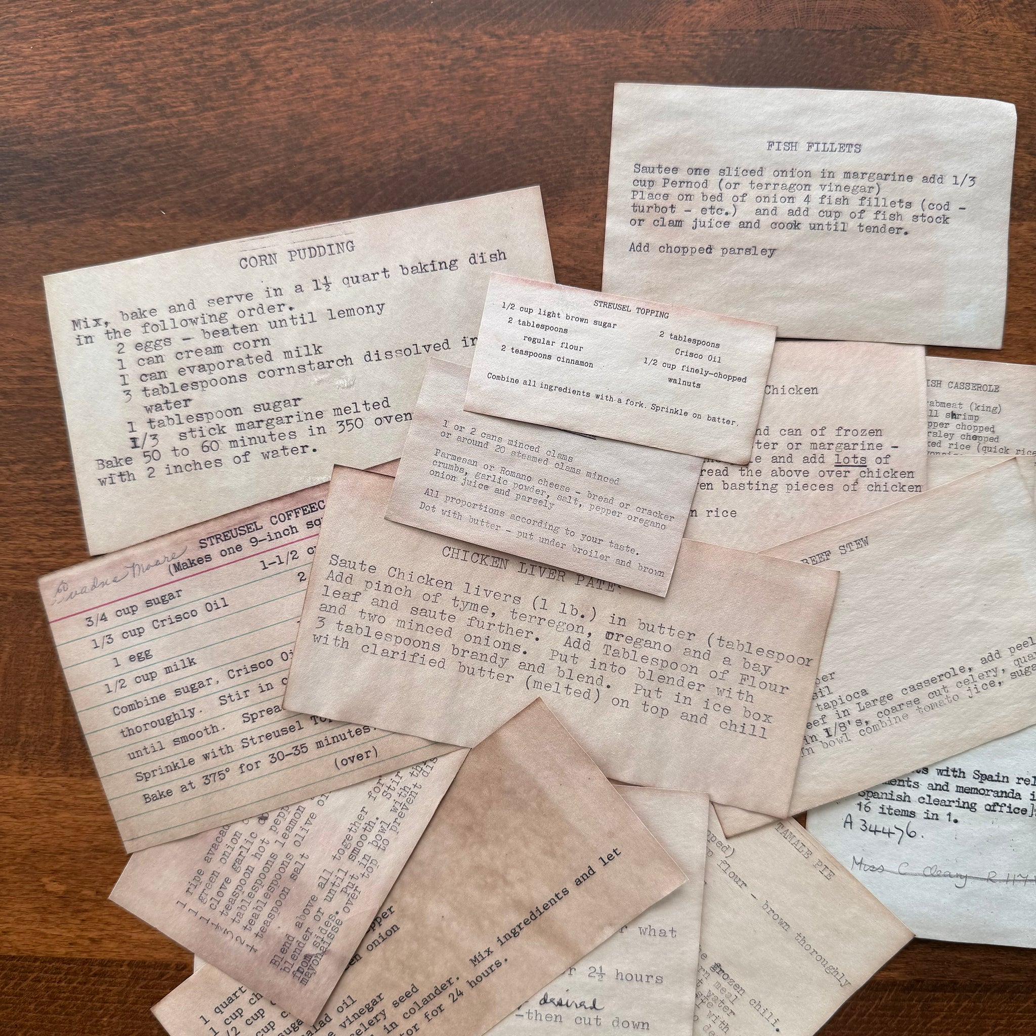 Vintage Coffee Dyed Recipe Cards