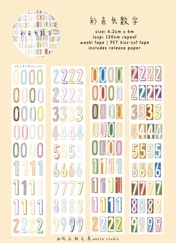 Wanle Studio Masking Tape: Long Numbers