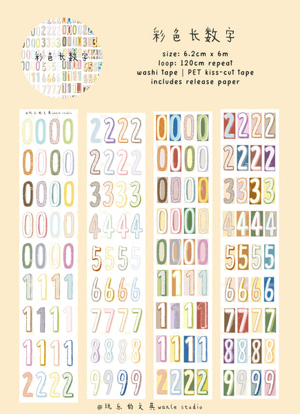 Wanle Studio Masking Tape: Long Numbers