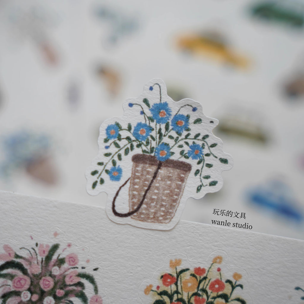 Wanle Studio Sticker Sheet: Flower Basket