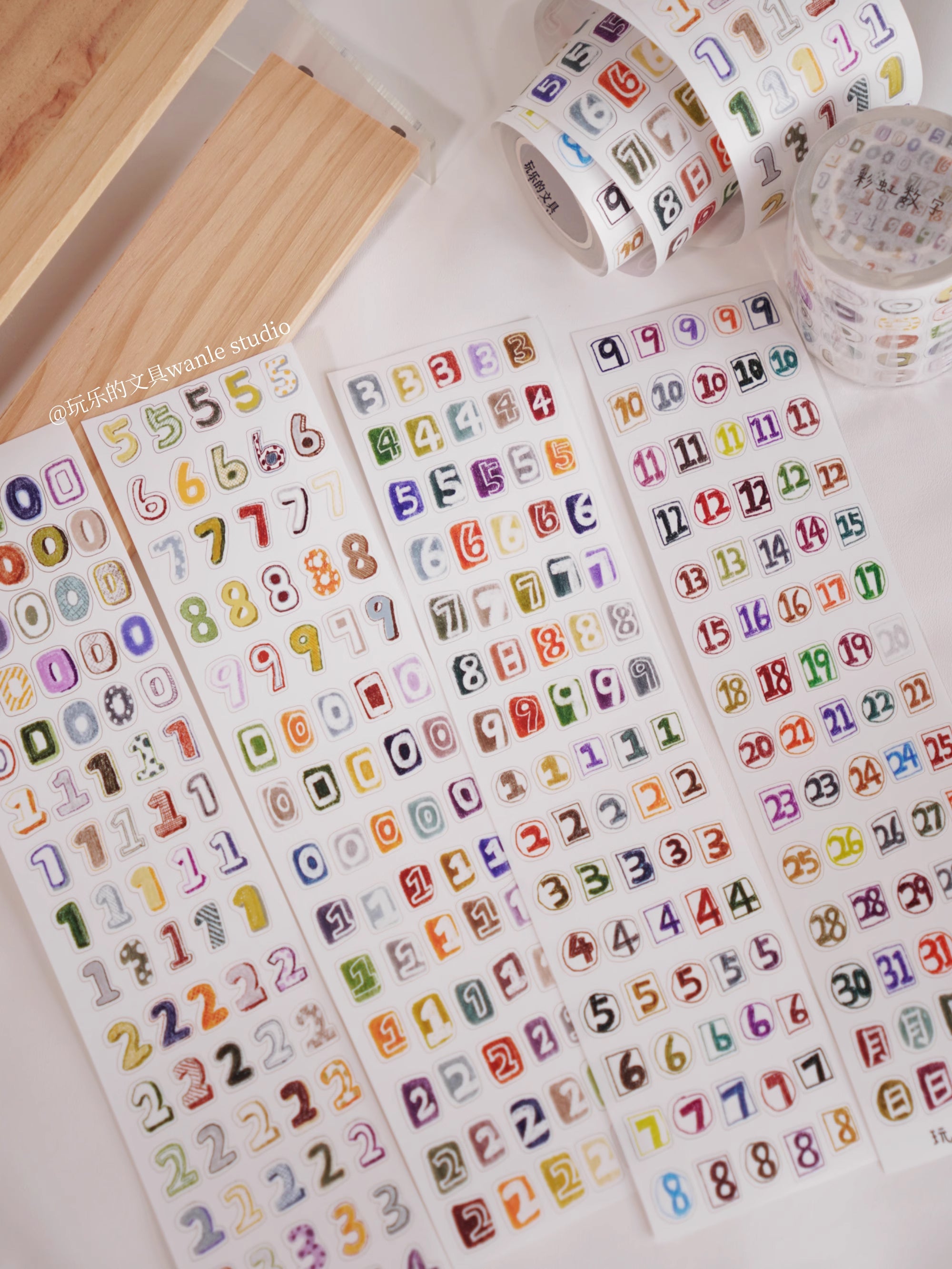 Wanle Studio Masking Tape: Rainbow Numbers