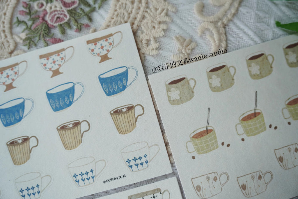 Wanle Studio Sticker Sheet: Teacups