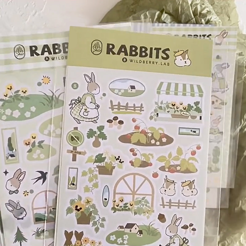 Wildberry Lab Sticker Sheet: Rabbits