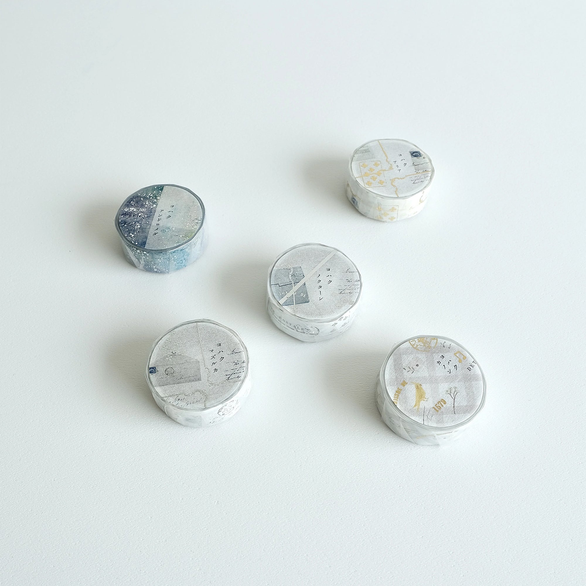 Yohaku Foil Stamped Masking Tapes: YH-001 - YH-005