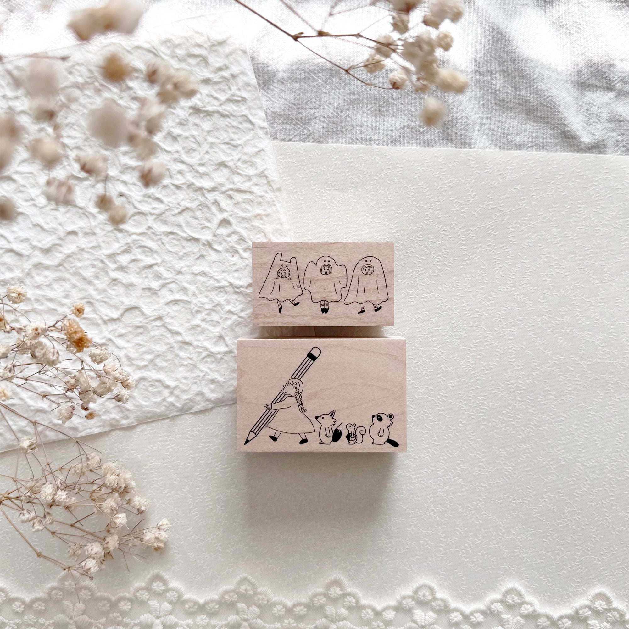 Yowoo Studio Rubber Stamp: Ghost Friends & Bring a Pencil