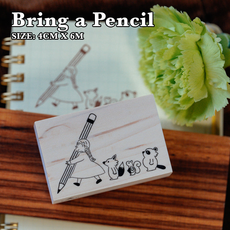 Yowoo Studio Rubber Stamp: Ghost Friends & Bring a Pencil