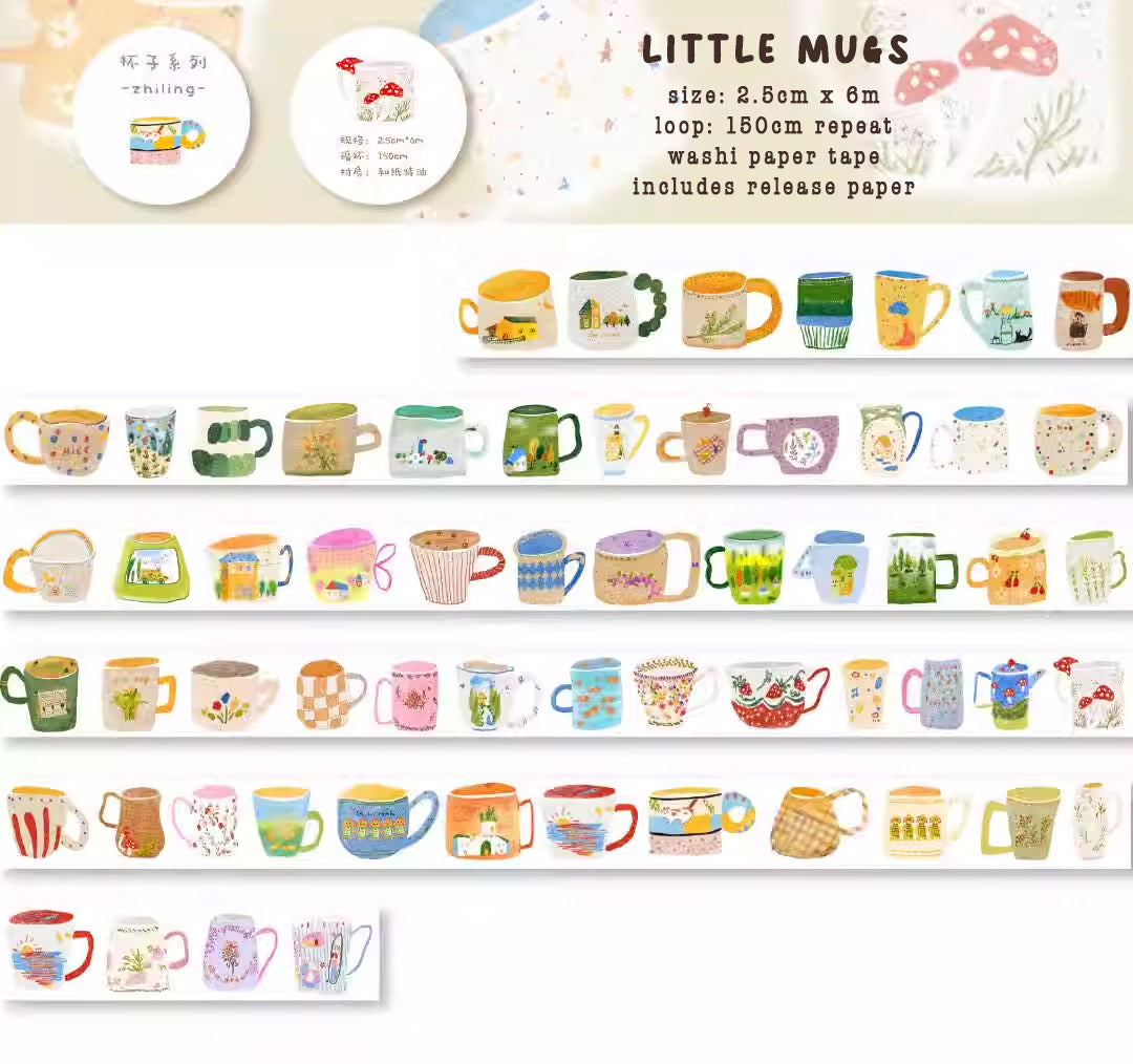 Zhiling Studio Washi Tape: Little Mugs