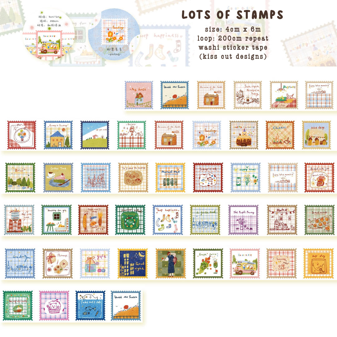 Zhiling Studio Washi Sticker Tape: Lots of Stamps