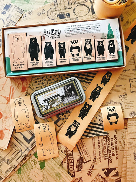 Bear Family Wooden Stamp Set