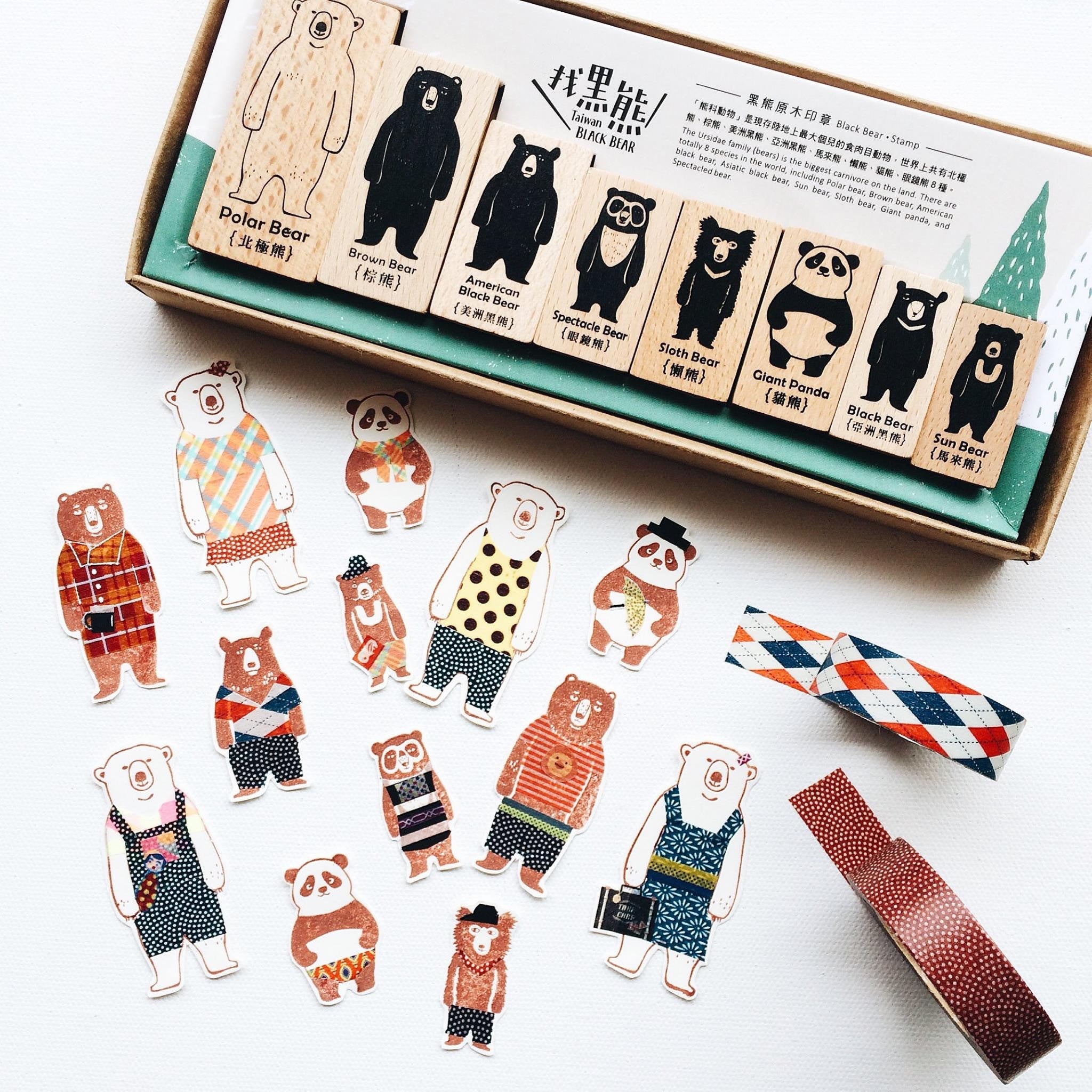 Bear Family Wooden Stamp Set