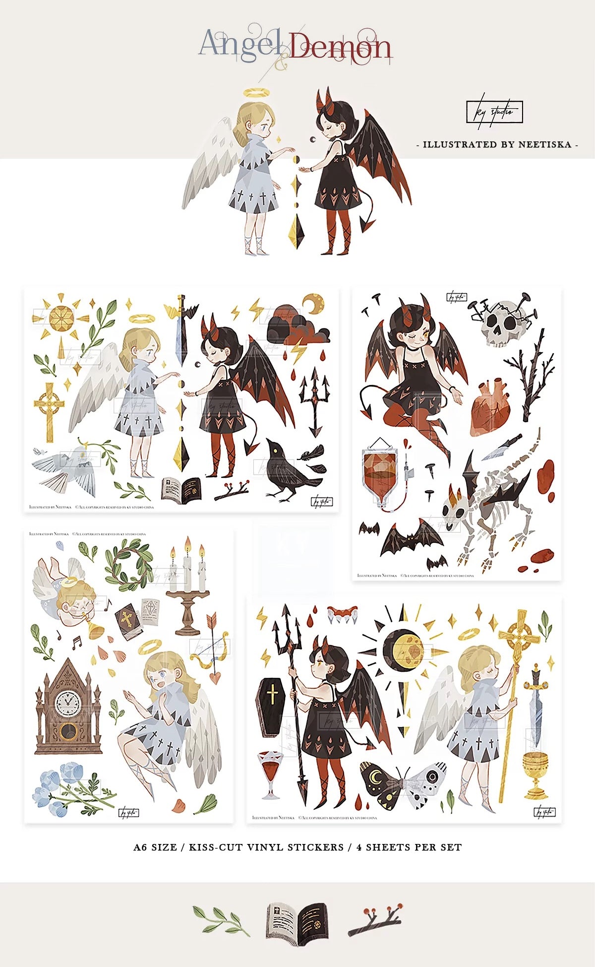 KY Studio: Angel and Demon Stickers Sheet