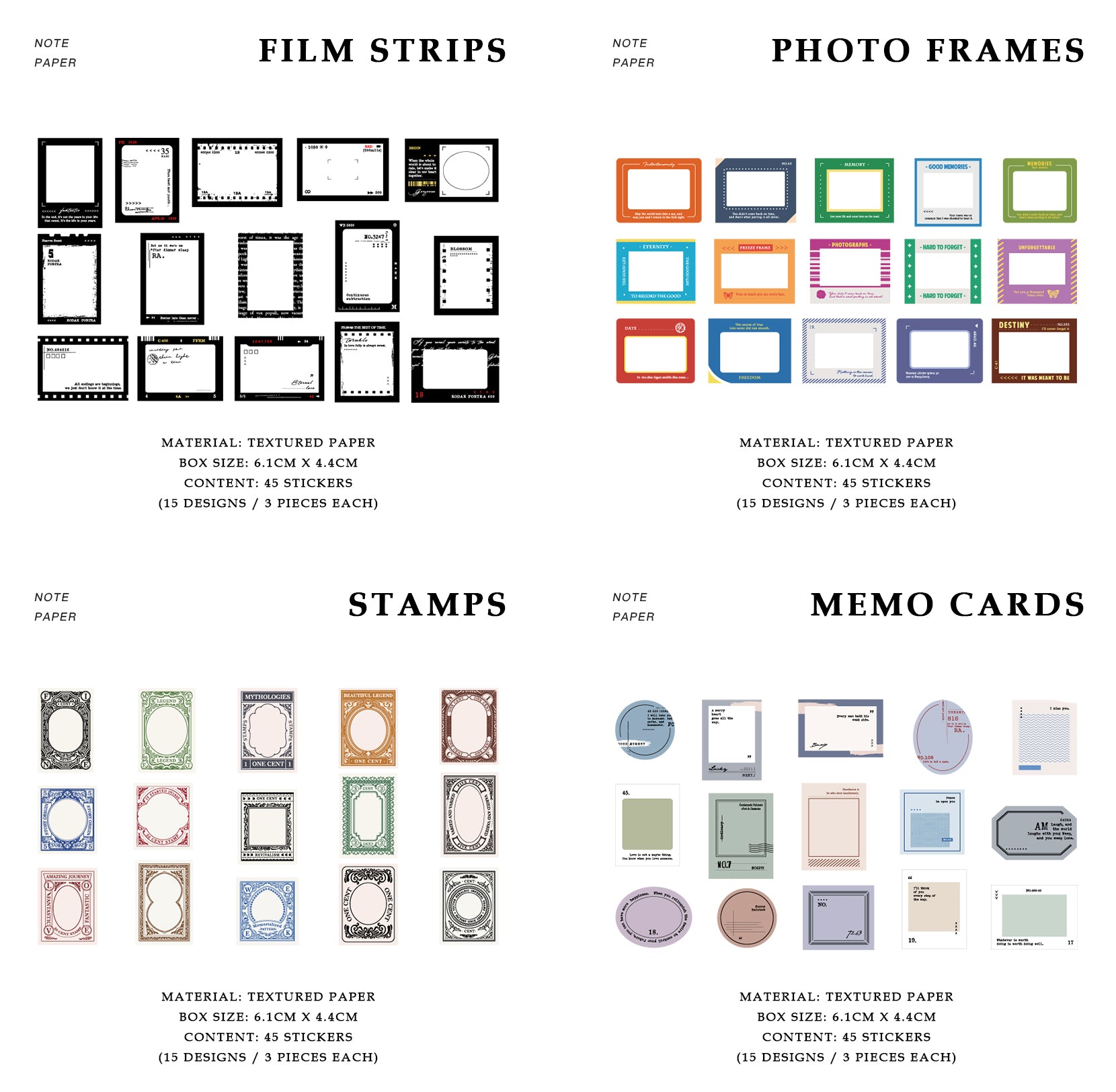 Mini Frames Themed Note Paper – Papergame