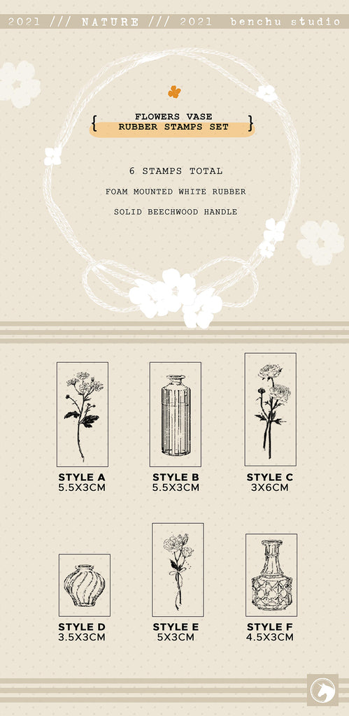 Benchu Studio: Flower Vase Stamps Set
