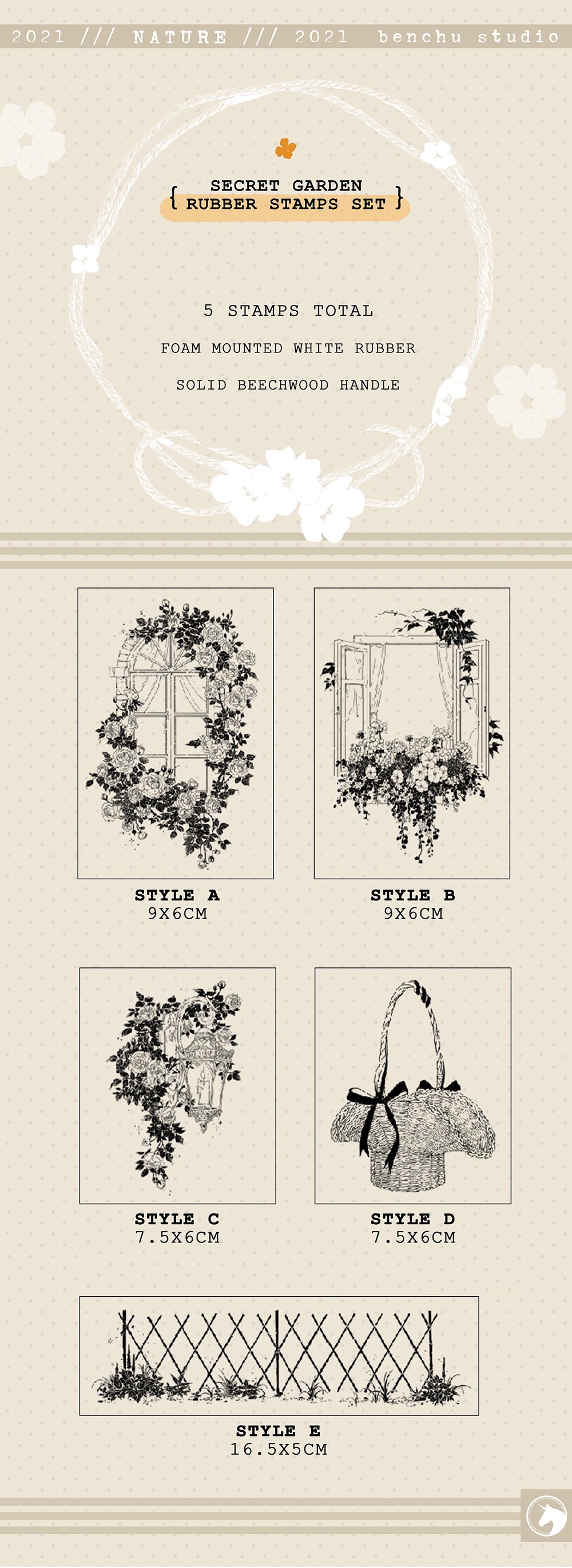 Benchu Studio: Secret Garden Stamps Set