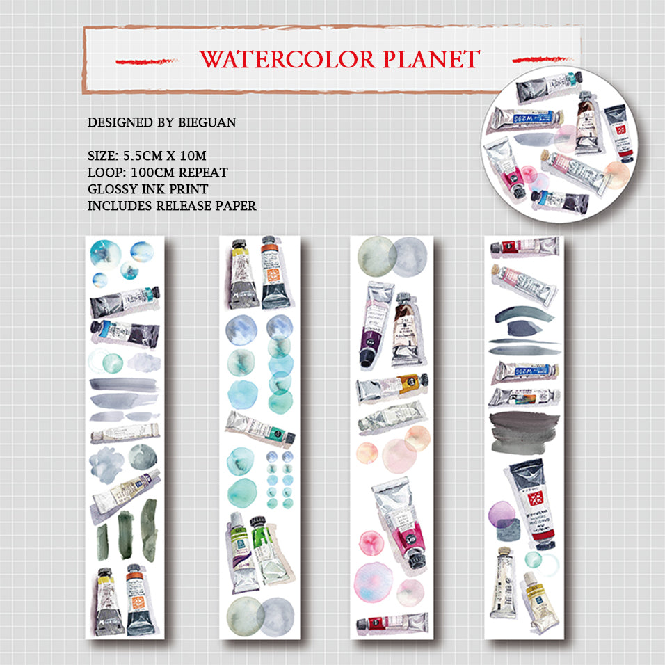 Bieguan Washi Tape: Watercolor Planet