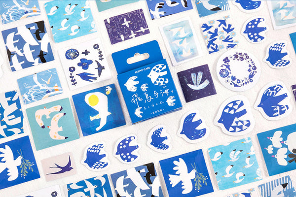 Blue Birds Box Sticker Set