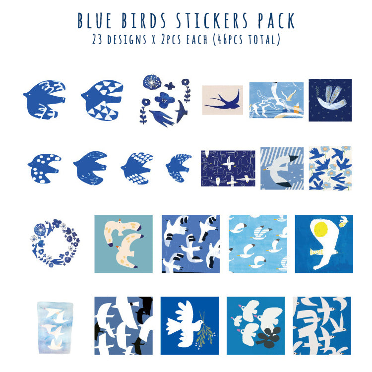 Blue Birds Box Sticker Set