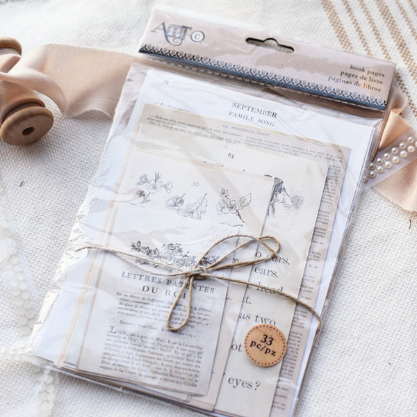 Old Book Page Prints Set