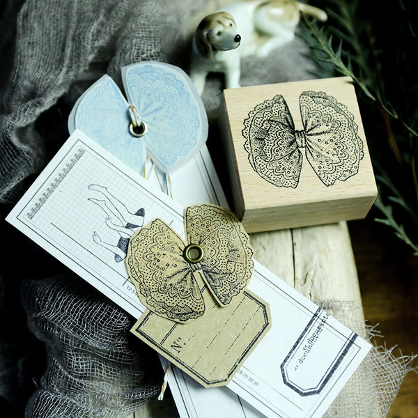 Frilled Bow Wooden Stamp