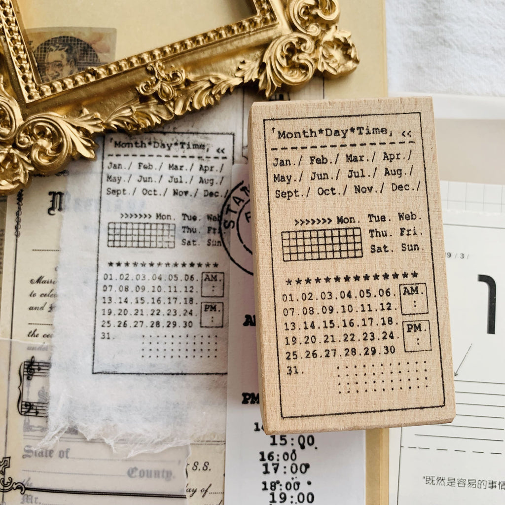Paper Timestamp Date and Time Tracker Wooden Stamp – Papergame