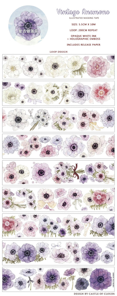 Castle of Clouds Masking Tape: Vintage Anemone