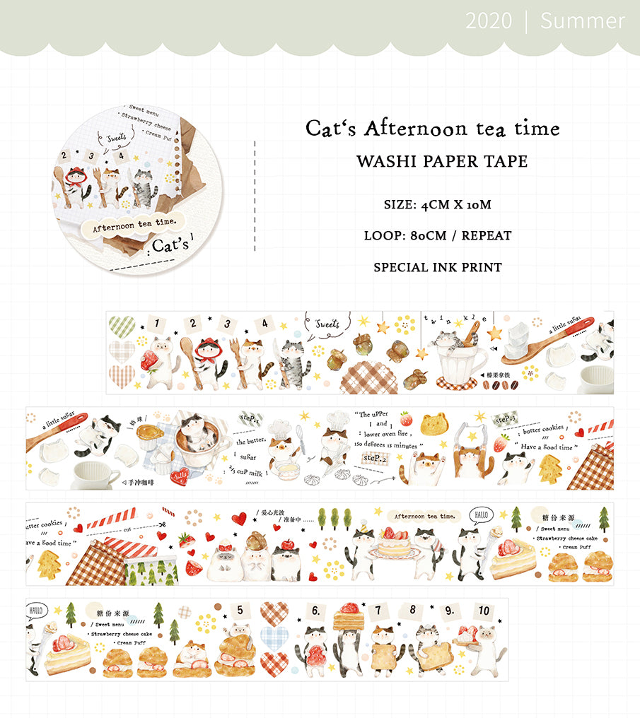 Tang Yuan Masking Tape: Cat's Afternoon Tea Time
