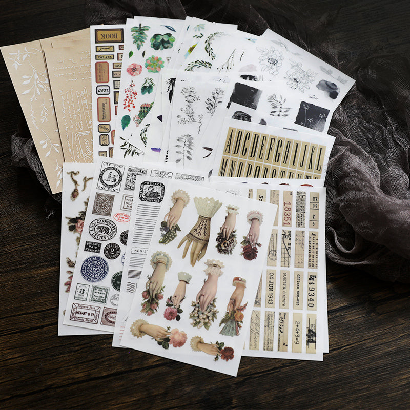 Botanical and Vintage Themed Rub On Stickers