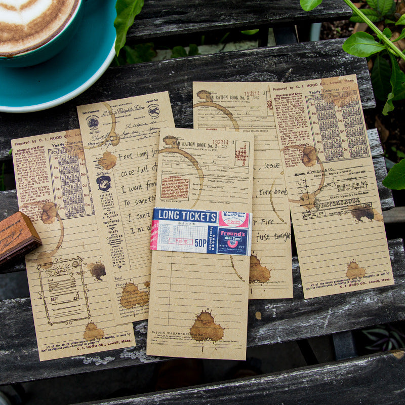 Coffee Dyed Long Tickets Paper Pad