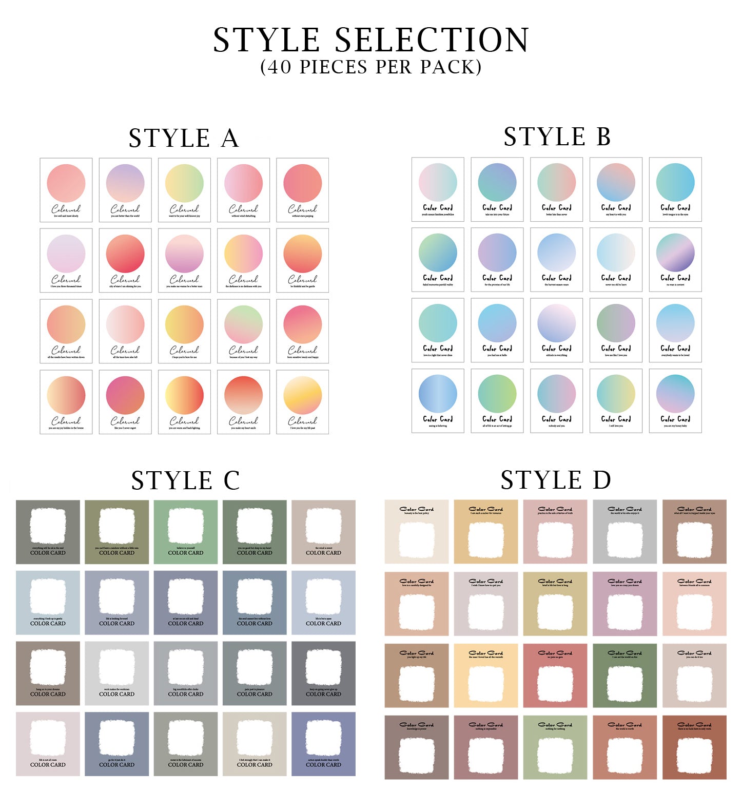 40PCS Specialty Paper Color Cards – Papergame