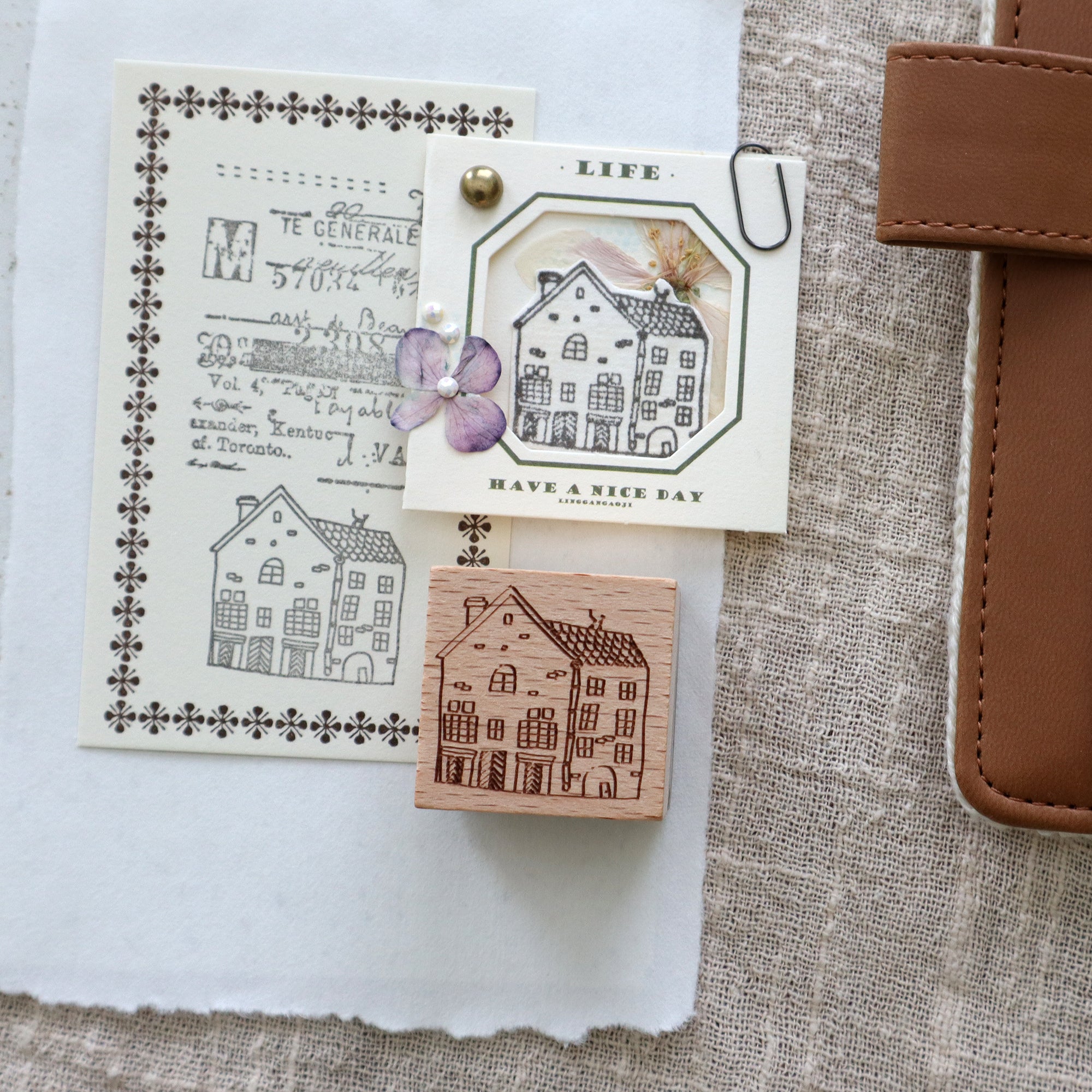 Countryside Manor Wood Mounted Stamp