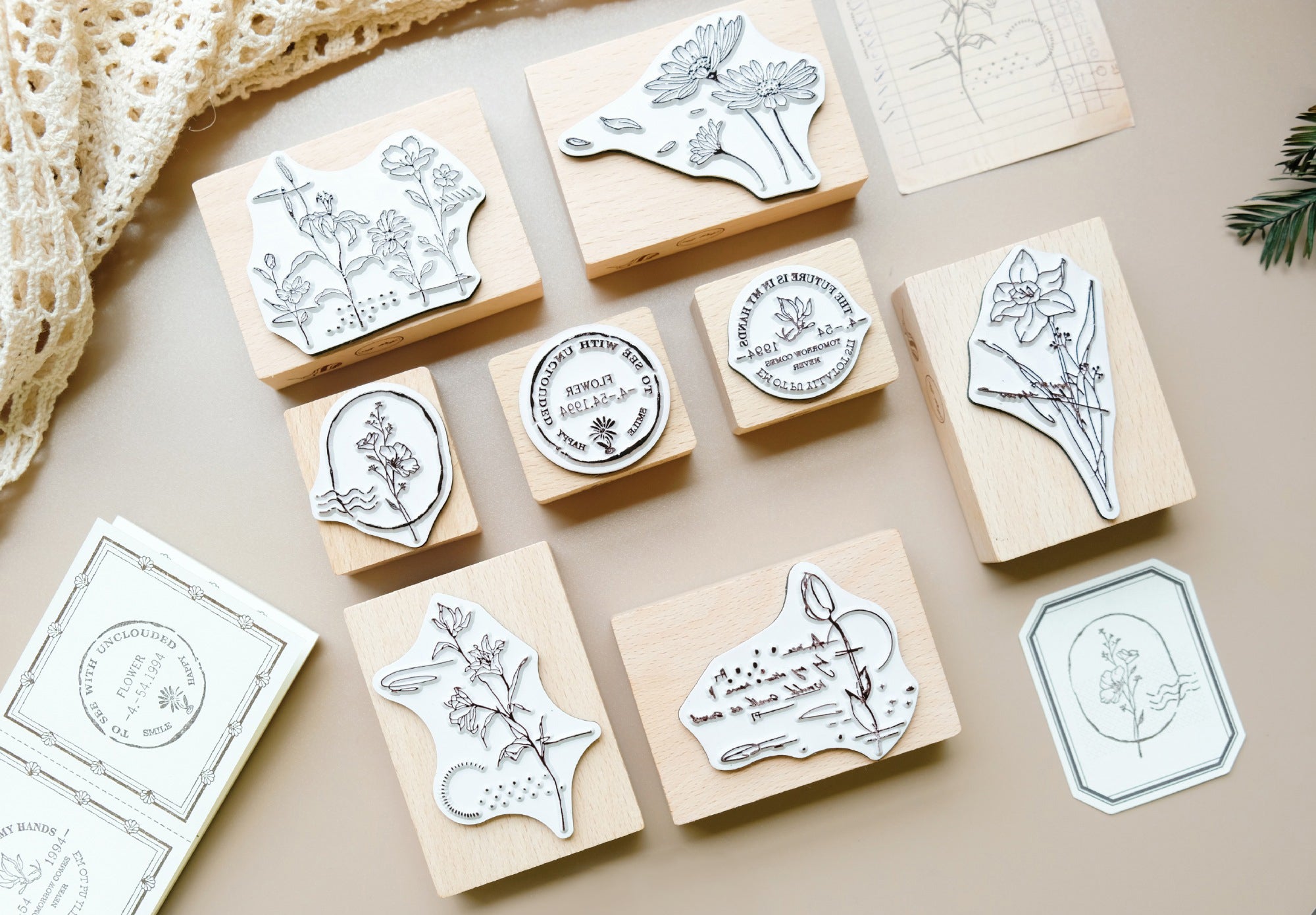 Delicate Flowers Wooden Stamps