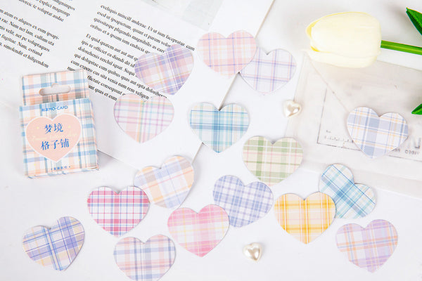 Plaid Hearts Box Sticker Set