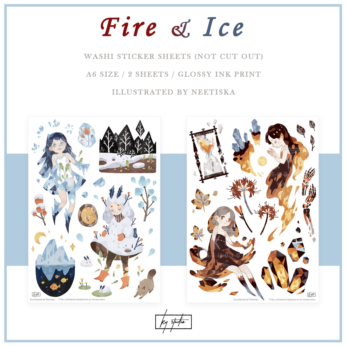KY Studio: Fire and Ice Stickers Sheet