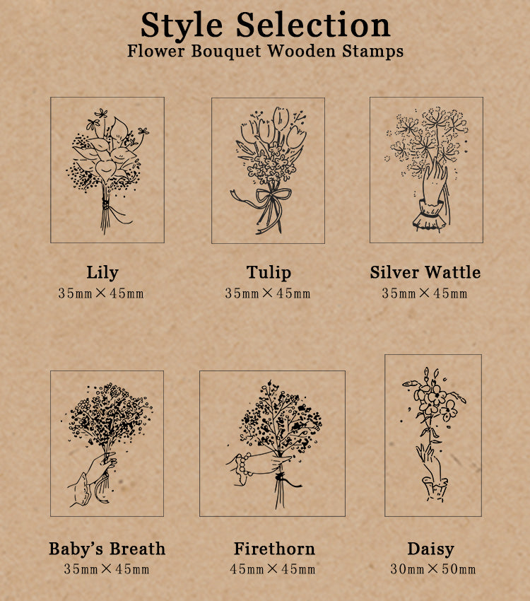 Flower Bouquet Wooden Stamps