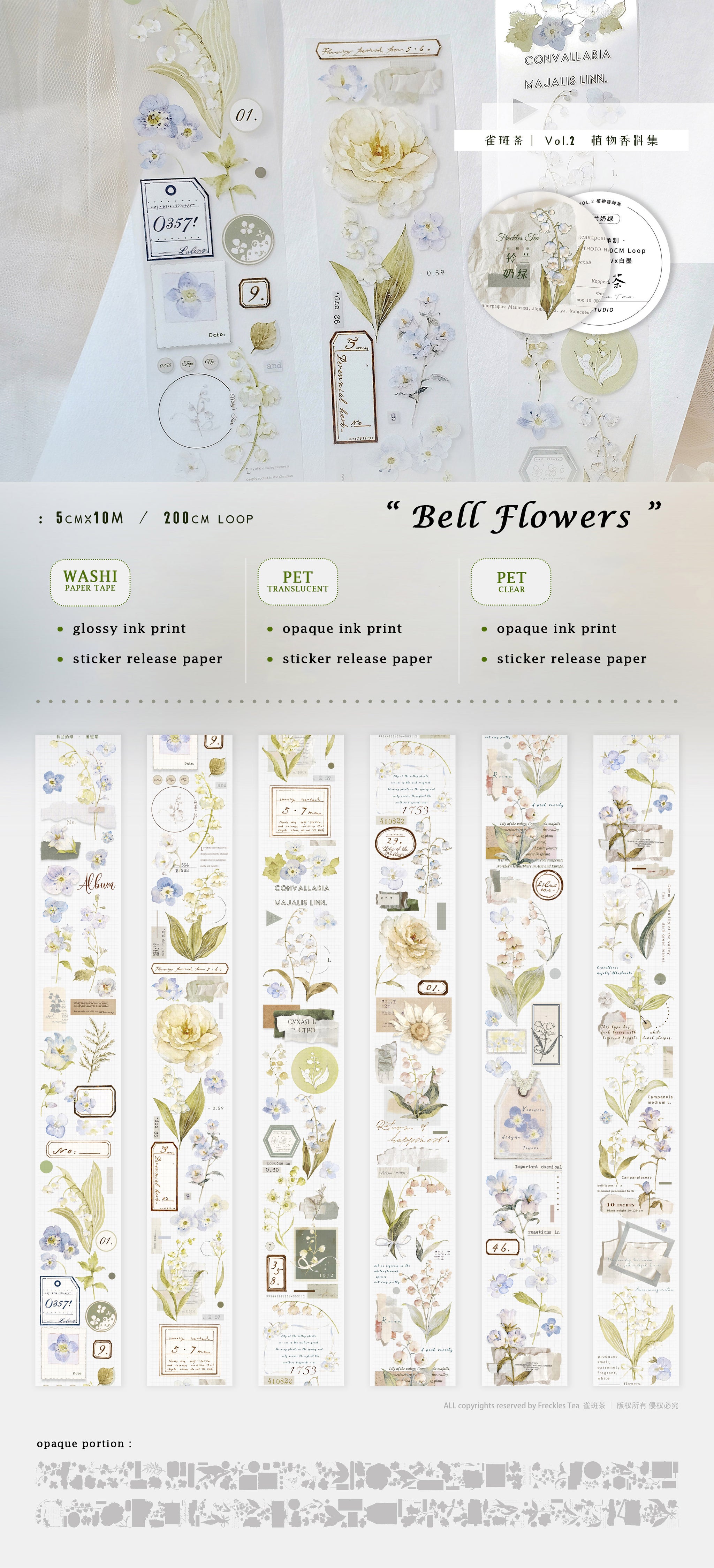Freckles Tea Tape Sample: Bell Flowers